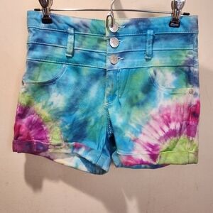 Crrebrity Pink Jeans  Tie-Dye Rainbow  Denim Shorts Size 3